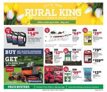 Rural king radford - Warranty: Rural King provides a defect or damage warranty within 30 days of receipt. All Manufacturing Return Policies Supersede Rural King's Return Policy. Width: 5 inch. Weight: 1 pound. Ship Time Options: Ships in 5-7 business days. Family Owned & Operated. Over 130 Stores in 13 States.